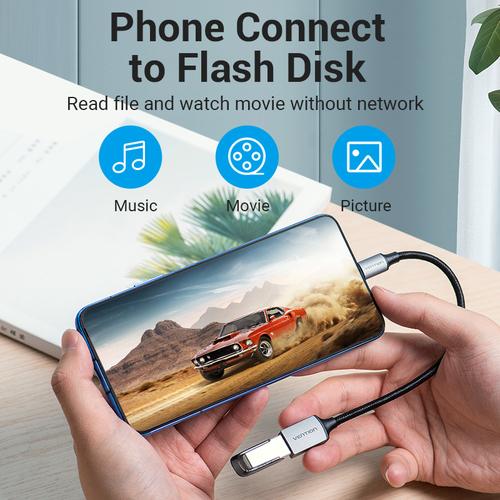 Vention USB 3.0 C Male to A Female OTG Cable 0.15M Gray Aluminum Alloy Type