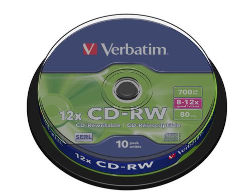 Matricas CD-RW SERL Verbatim 700MB 12x, 10 Pack Spindle