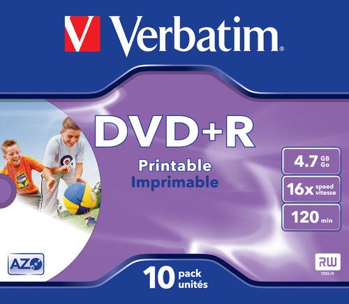 Matricas DVD+R AZO Verbatim 4.7GB 16x Printable ID Branded, 10 Pack Jewel
