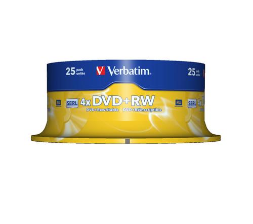 DVD+RW Verbatim 4,7GB 25pcs Pack 4x Spindel silver retail