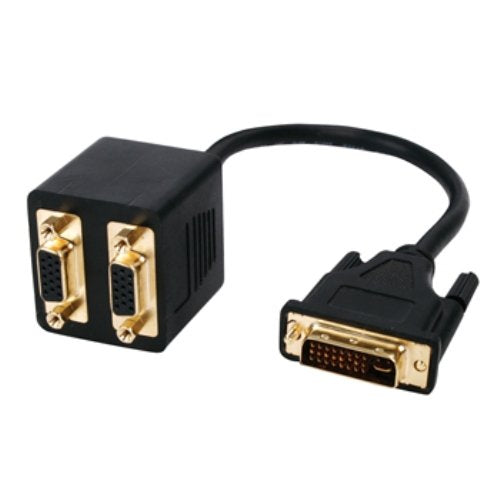 Dvi til 2X Vga kabel - Sort