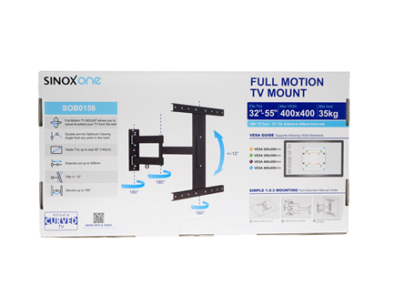 Sinox One TV vægbeslag. 23"-55". Sort
