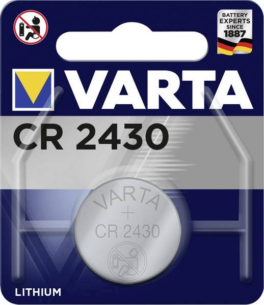 CR2430 3V LITHIUM KNAPCELLE, VARTA 3X24,5MM