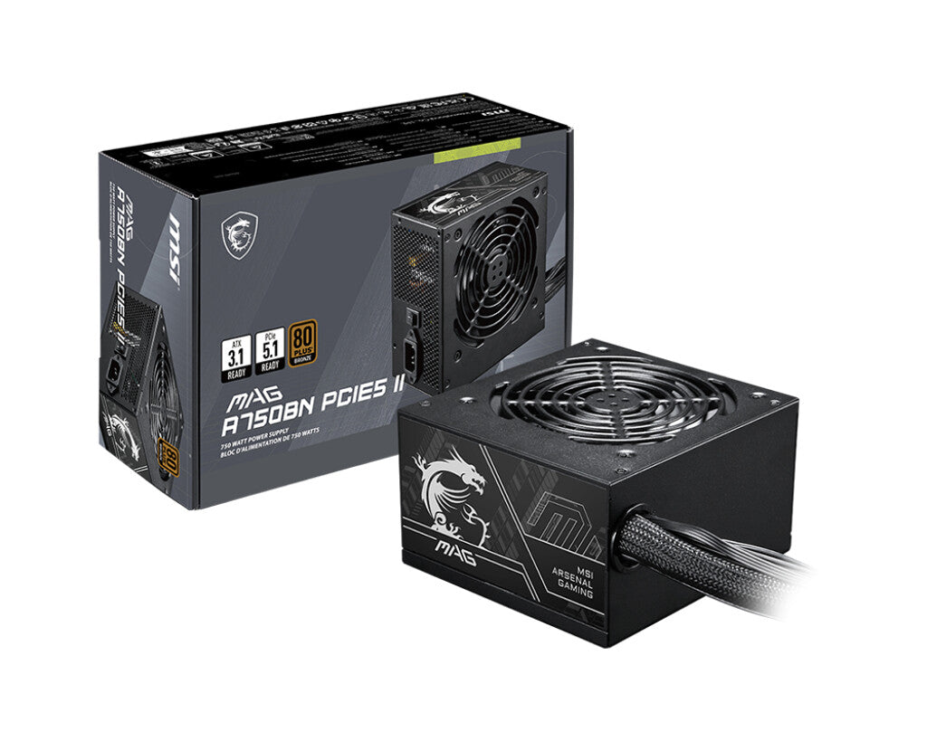 MSI MAG A750BN PCIE5 II enhed til strømforsyning 750 W 24-pin ATX ATX Sort