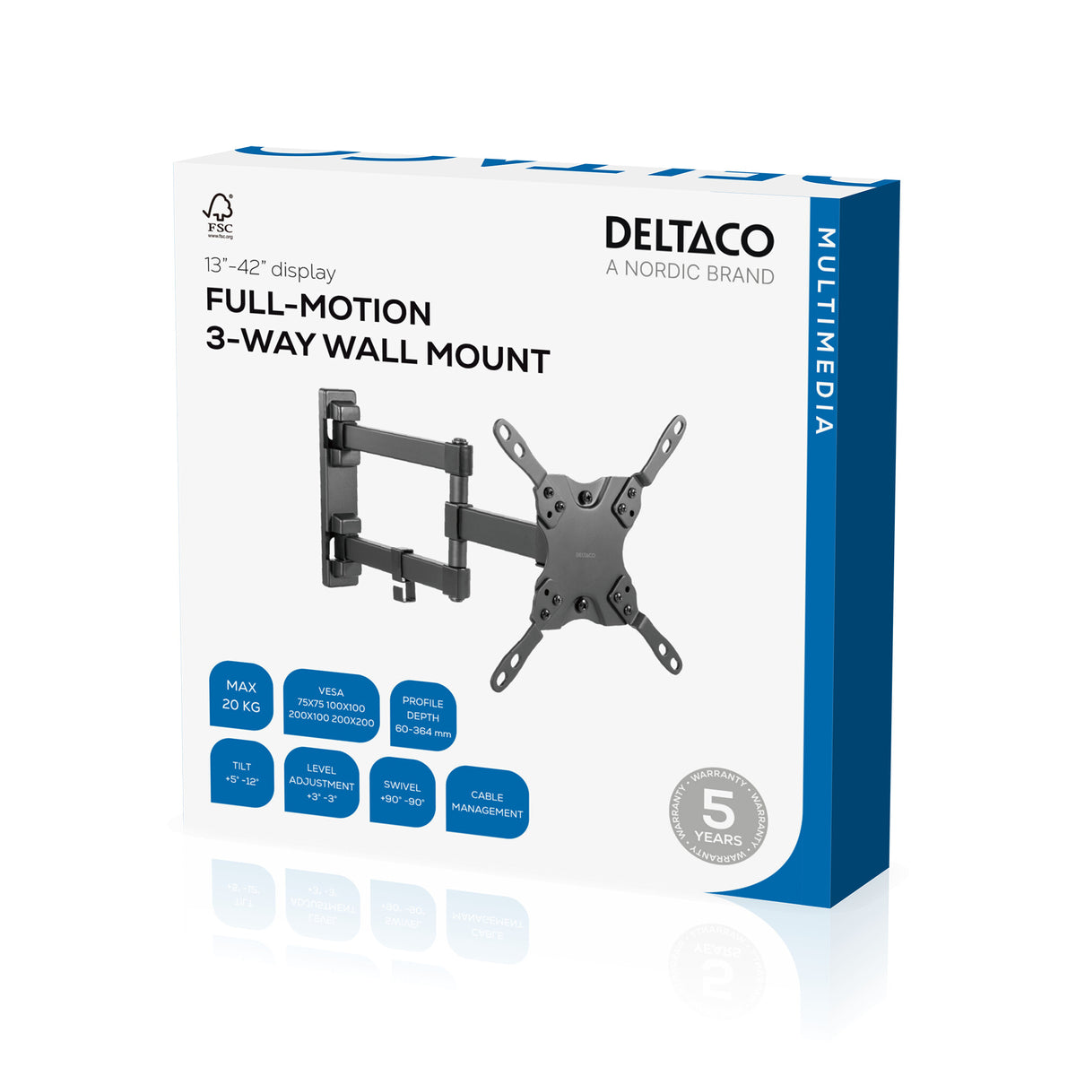 Deltaco ARM-459 tv-beslag 101,6 cm (40") Sort