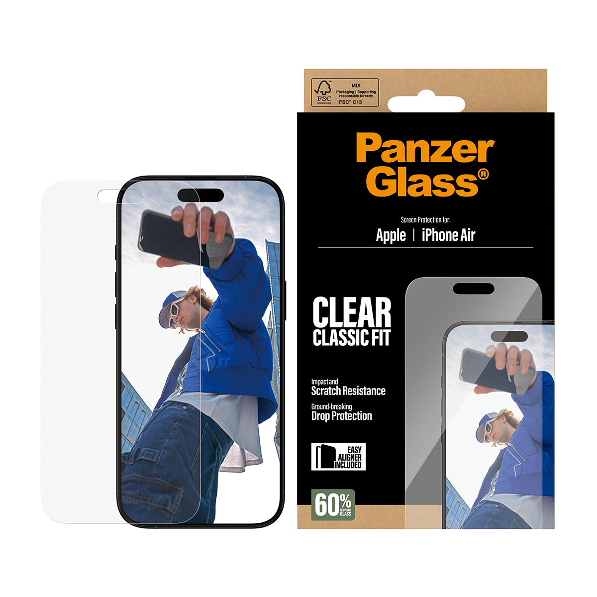 PanzerGlass ® Skærmbeskyttelse iPhone Air | Classic Fit m. EasyAligner