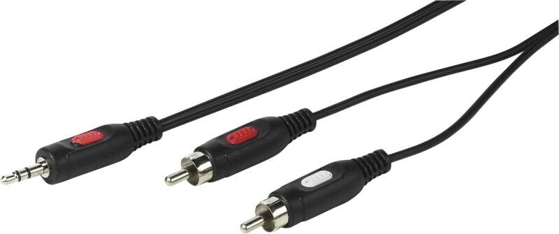 Vivanco VVAJACK2RCA25MMK lydkabel 2,5 m 2 x RCA 3.5mm Sort