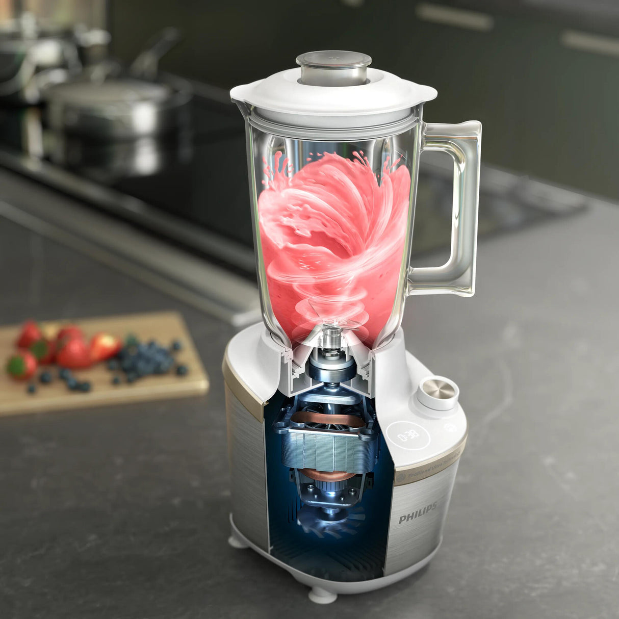 Philips 7000 series HR3760/01 blender 2 L Bordplade blender 1500 W Rustfrit stål, Hvid