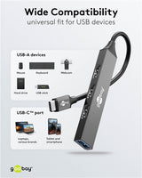 Goobay 74457 interface hub USB 3.2 Gen 1 (3.1 Gen 1) Type-C 5000 Mbit/s Lys grå
