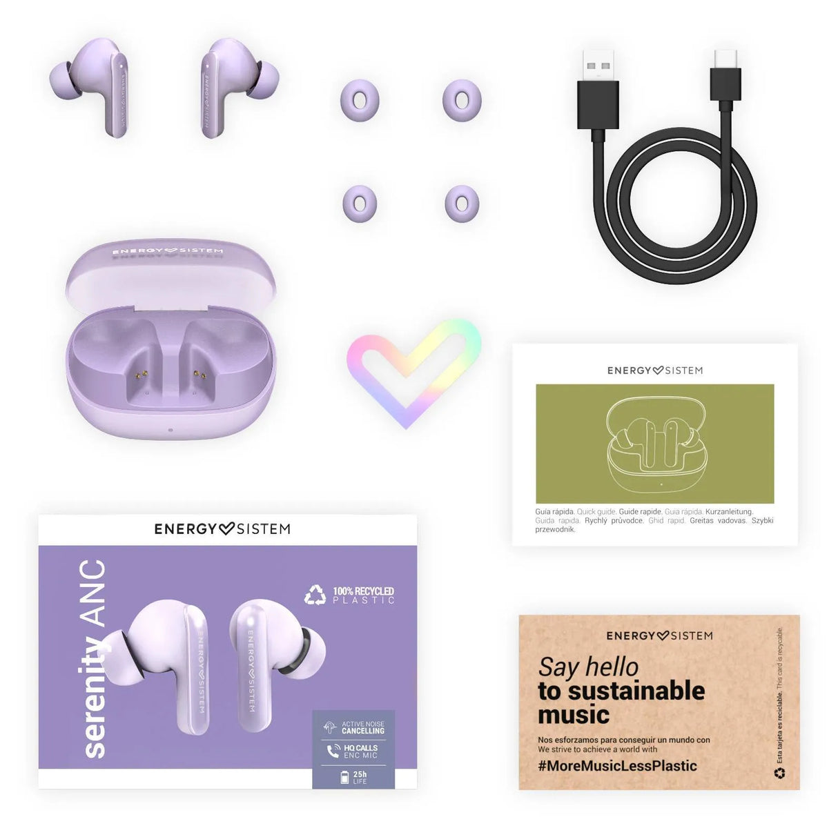 Energy Sistem Serenity ANC Headset True Wireless Stereo (TWS) I ørerne Opkald/musik USB Type-C Bluetooth Lavendel