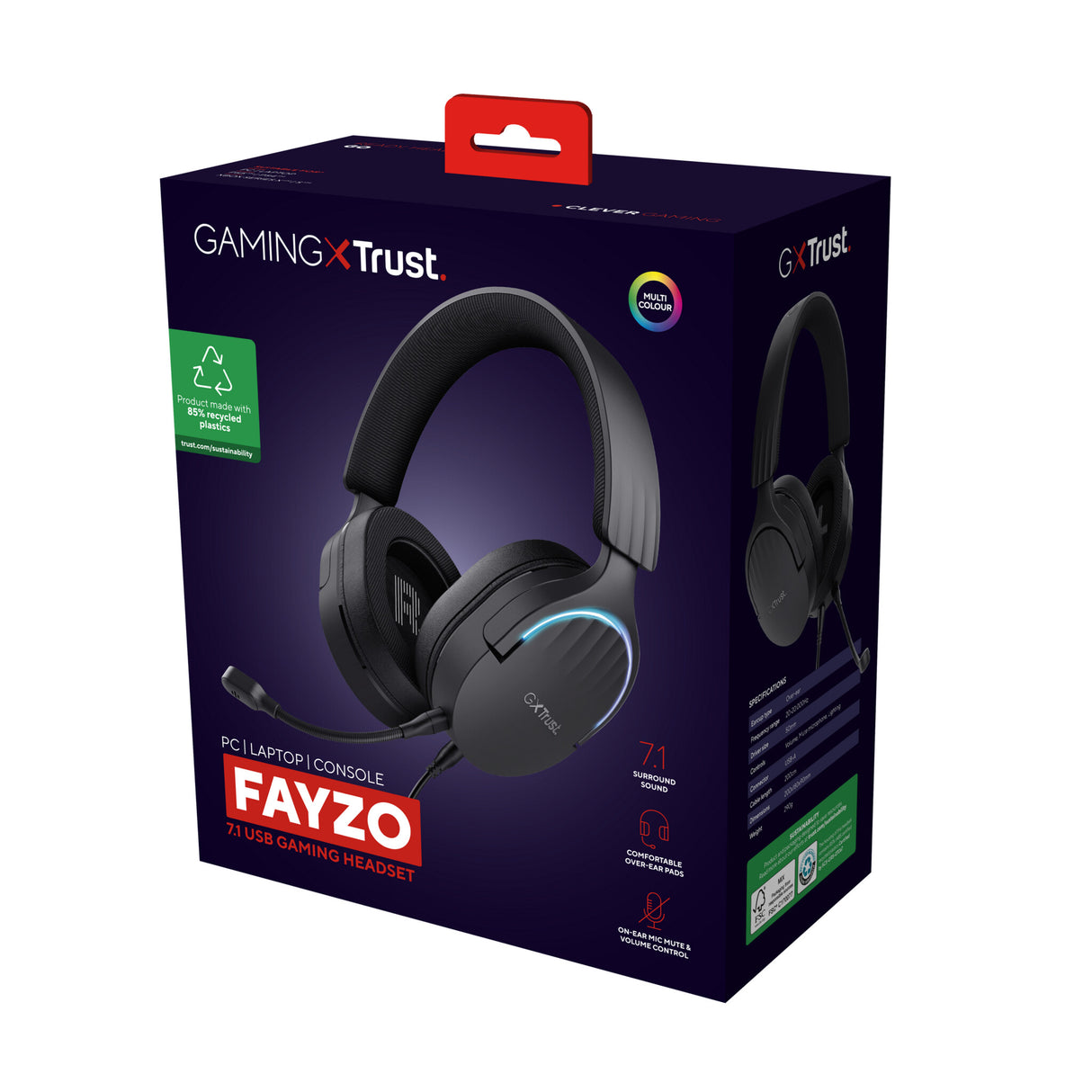 Trust GXT 490 FAYZO Headset Ledningsført Spil USB Type-A Sort