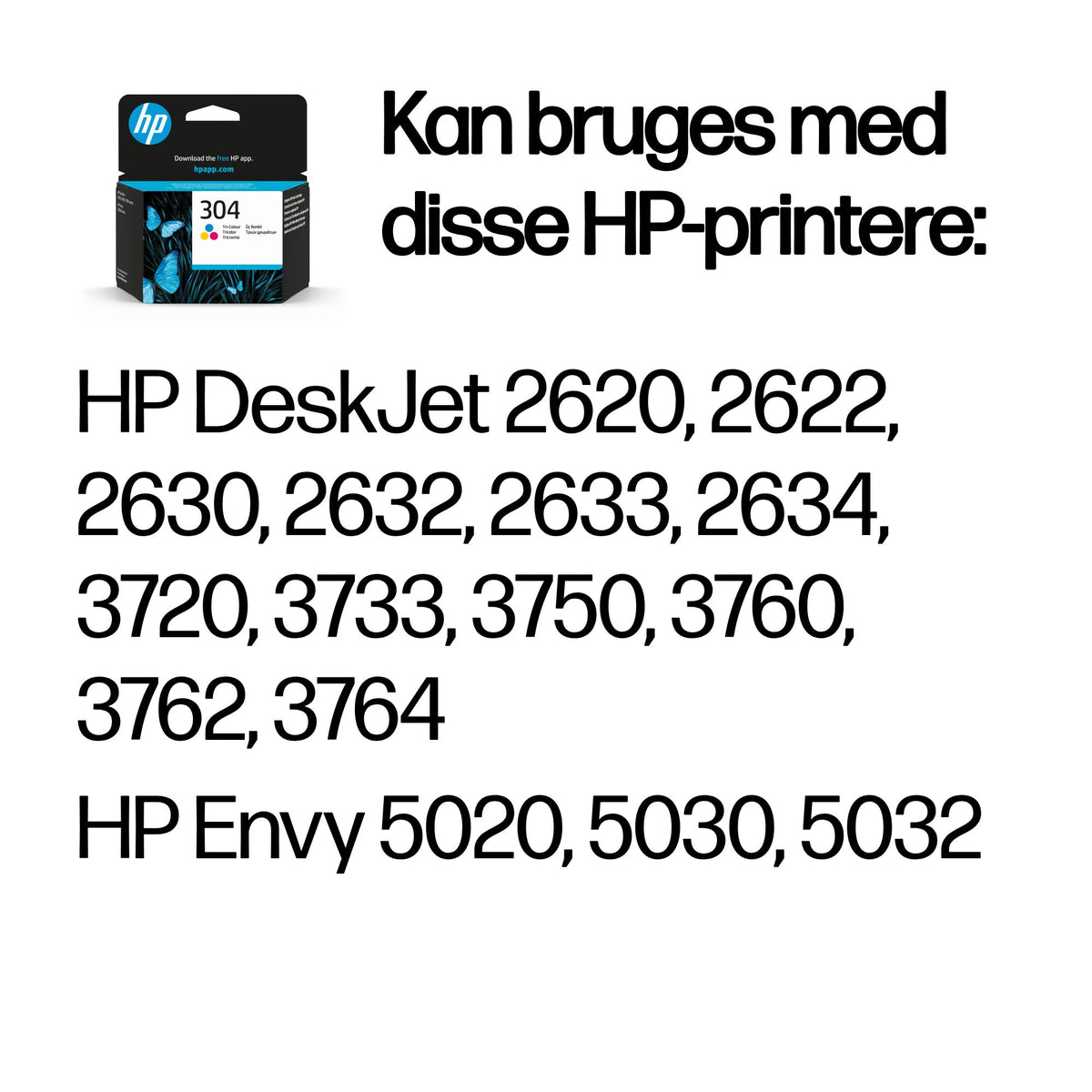 HP 304 Farve (cyan, magenta, gul) 100 sider Blæk N9K05AE