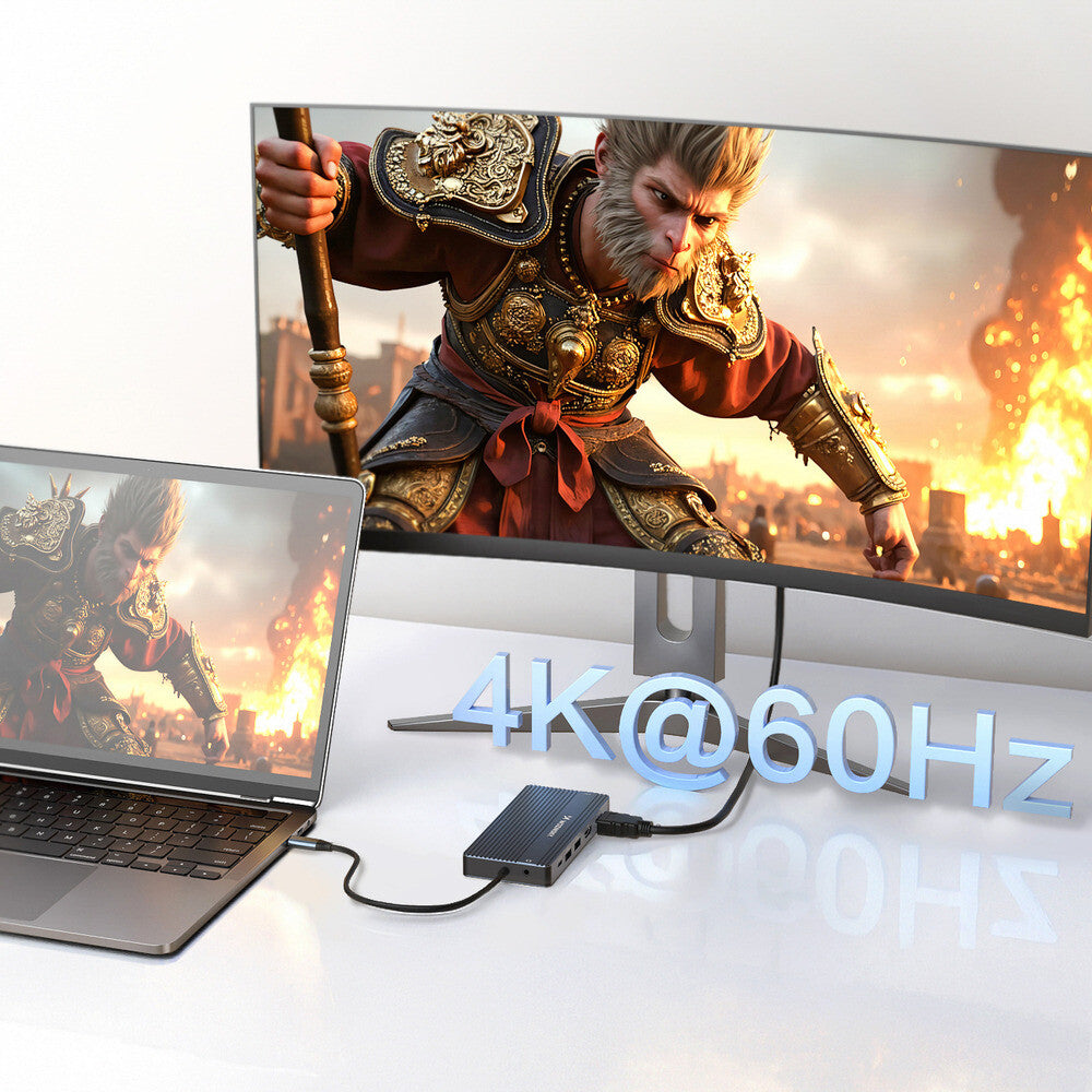 USB-C Hub 14 i 1 Wozinsky WDS03Y5S Multifunktionel, Aluminium, til 3 Skærme, med 15 cm Kabel - Grå