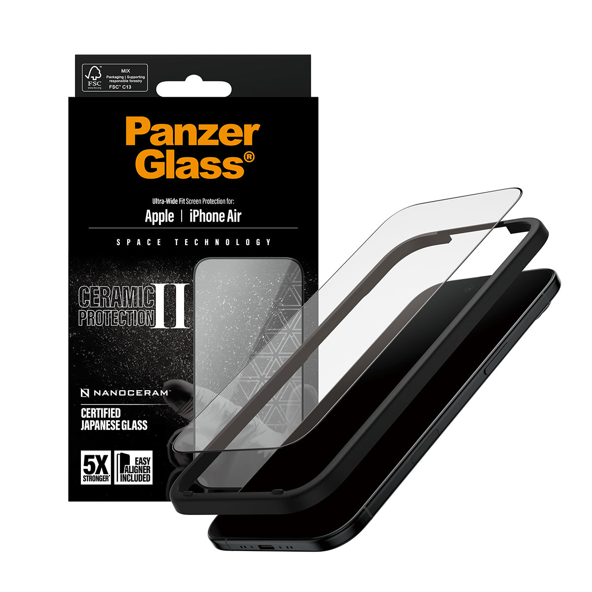 PanzerGlass ® Ceramic II Skærmbeskyttelse iPhone Air | Ultra-Wide Fit m. EasyAligner