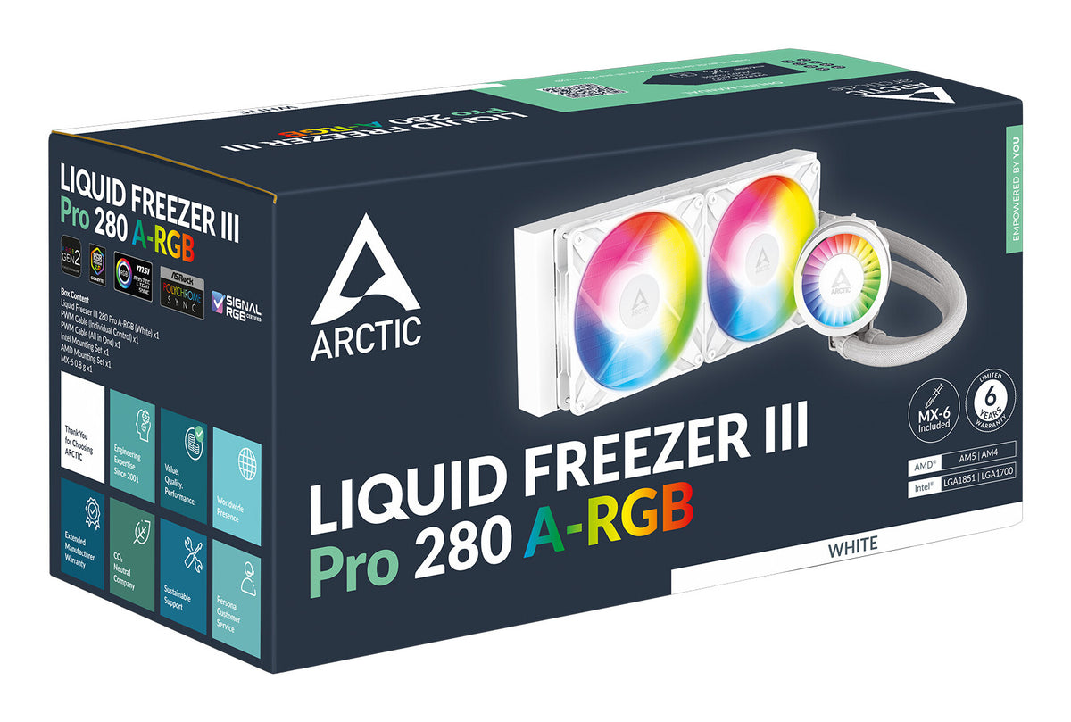 ARCTIC Liquid Freezer III Pro 280 A-RGB (White) Processor Alt-i-en væskekøler 12 cm Hvid 1 stk