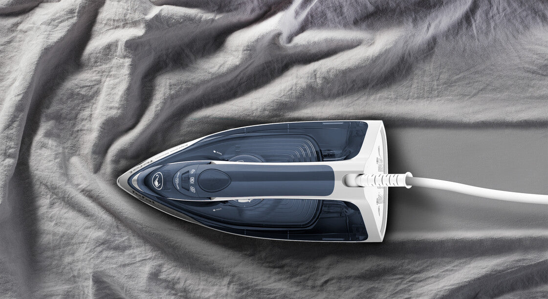 Tefal Express Steam FV2837 Tør & dampstrygejern Durilium -strygesål 2400 W Blå, Grå, Hvid