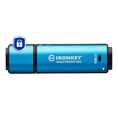 Kingston Technology IronKey 128GB USB-C Vault Privacy 50C AES-256 Encrypted, FIPS 197