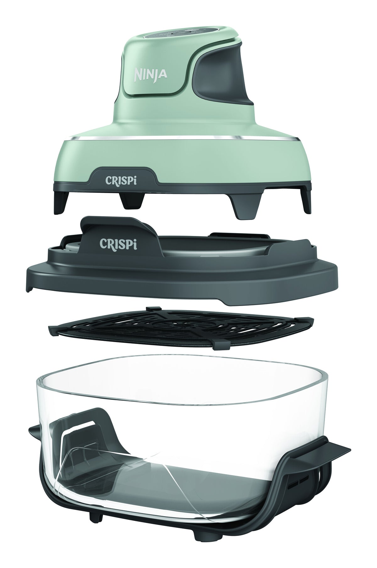 Ninja CRISPi Enkelt 4,5 L 1700 W Varmluftsteger Grøn, Grå, Transparent