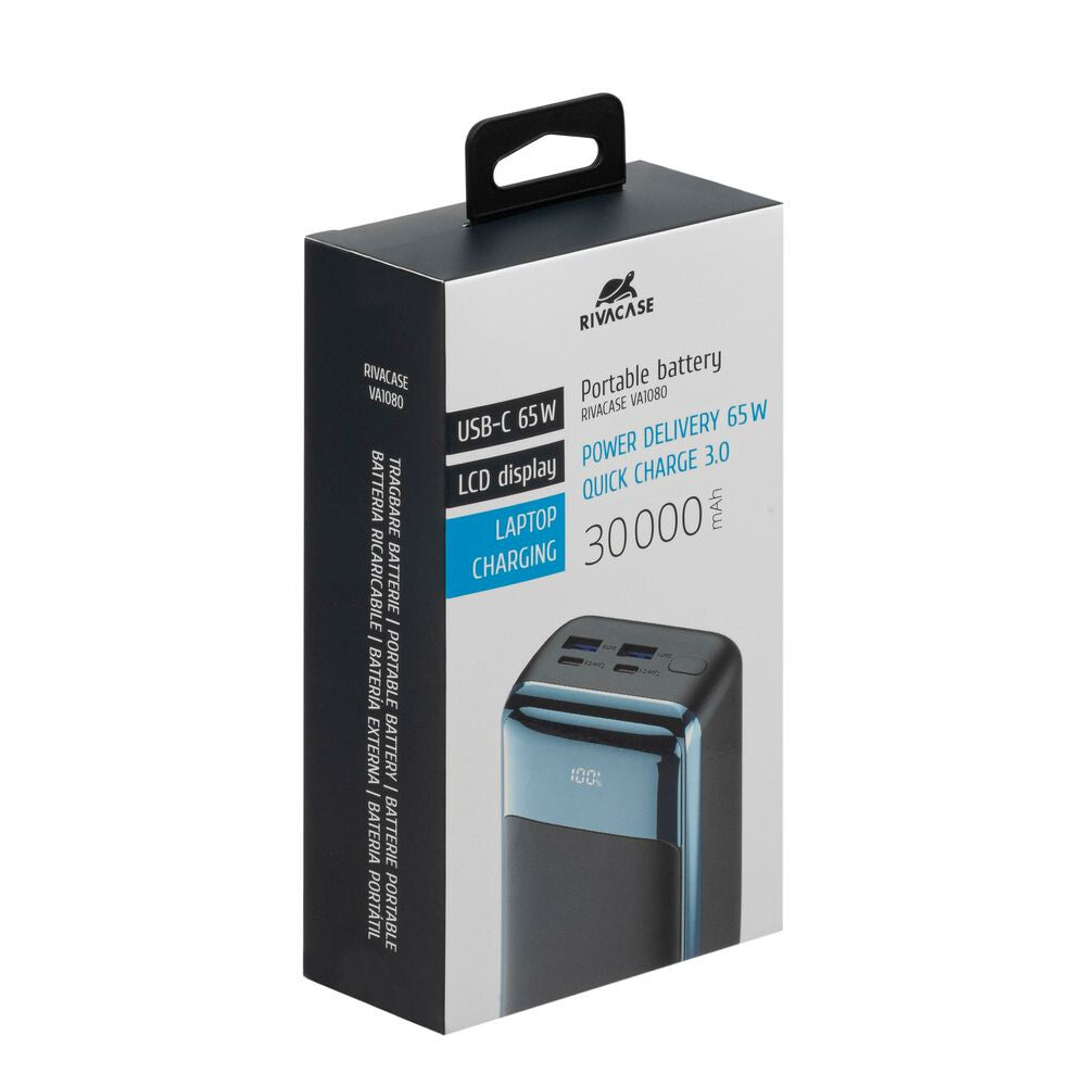 Rivacase VA1080 powerbank Lithium polymer (LiPo) 30000 mAh Sort, Blå
