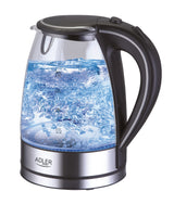 Adler AD 1225 elkedel 1,7 L 2000 W Sort, Rustfrit stål, Transparent