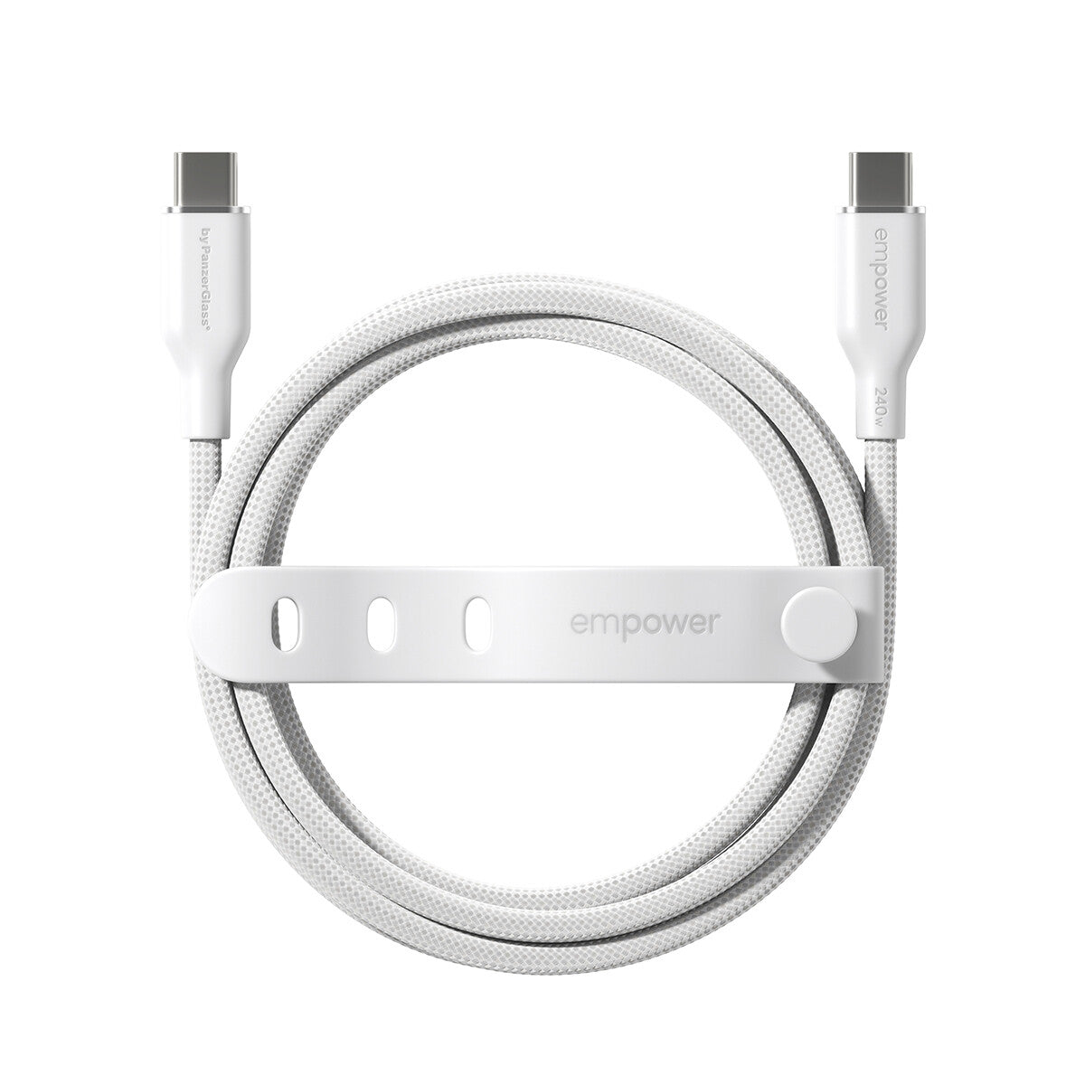 PanzerGlass empower™ by ® Racing 240W USB-C to USB-C Kabel | USB 2.0 | 2M | Silver White