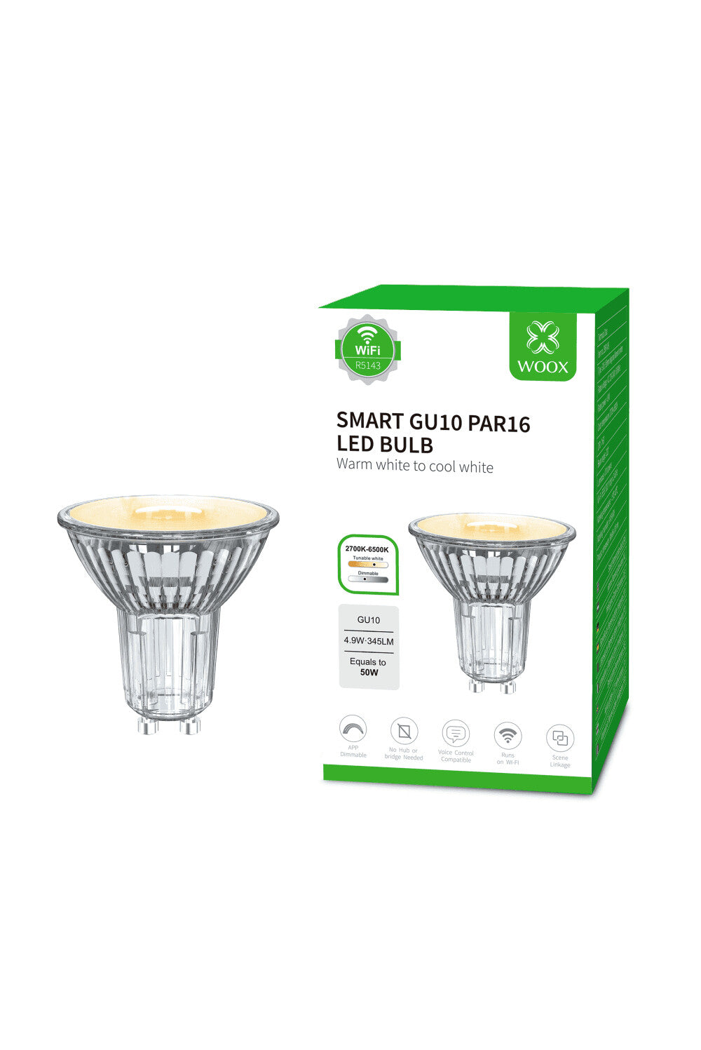 WOOX R5143 intelligent belysning Smart pære Wi-Fi/Bluetooth 4,9 W
