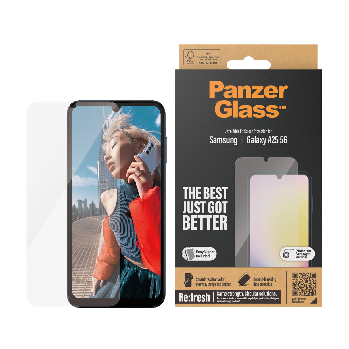 PanzerGlass Screen Protector Samsung Galaxy A25 5G - Ultra-Wide Fit w. EasyAligner