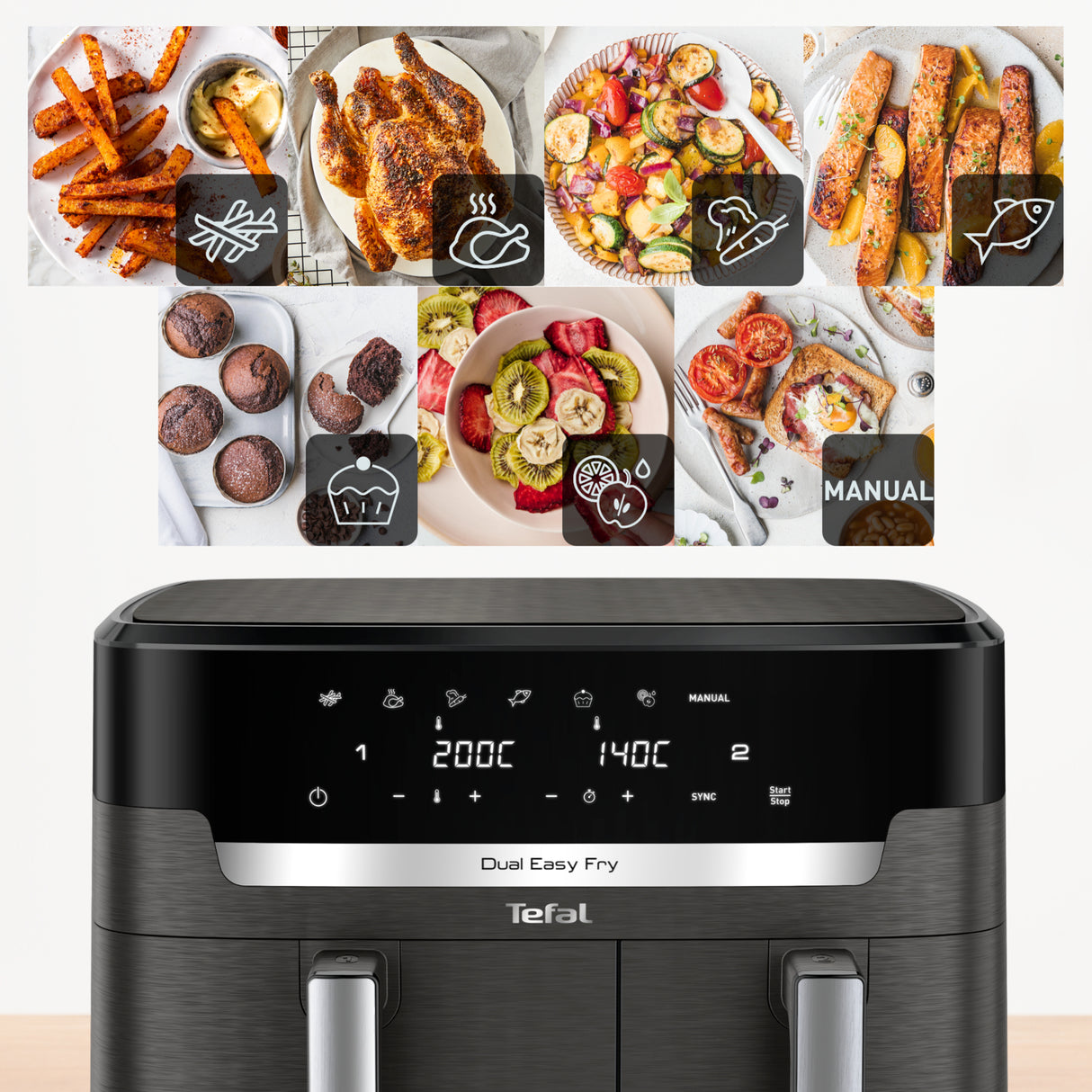 Tefal Dual Easy Fry EY942HE0 Dobbelt varmluftssteger