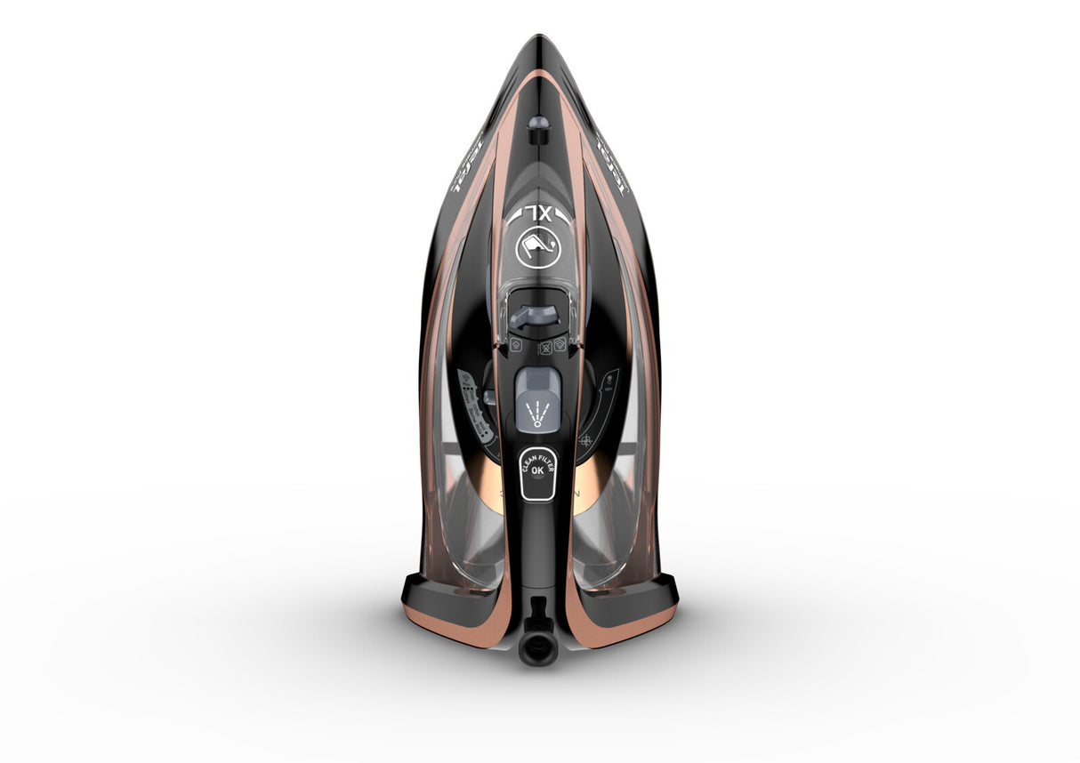 Tefal Ultimate Pure FV9845 Tør & dampstrygejern Durilium autoclean strygesål 3100 W Sort, Kobberfarve