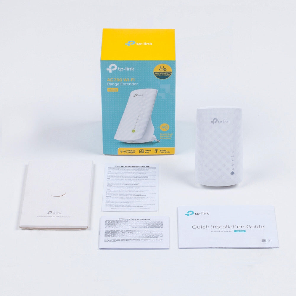 TP-Link RE200 netværk forlænger Netværksgentager Hvid 10, 100 Mbit/s