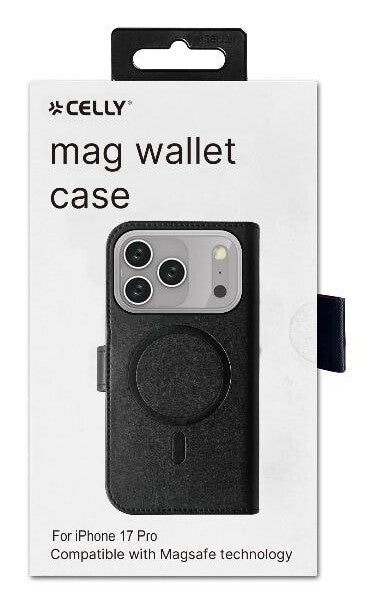 Celly WALLYMAG mobiltelefon etui 16 cm (6.3") Tegnebogsetui Sort