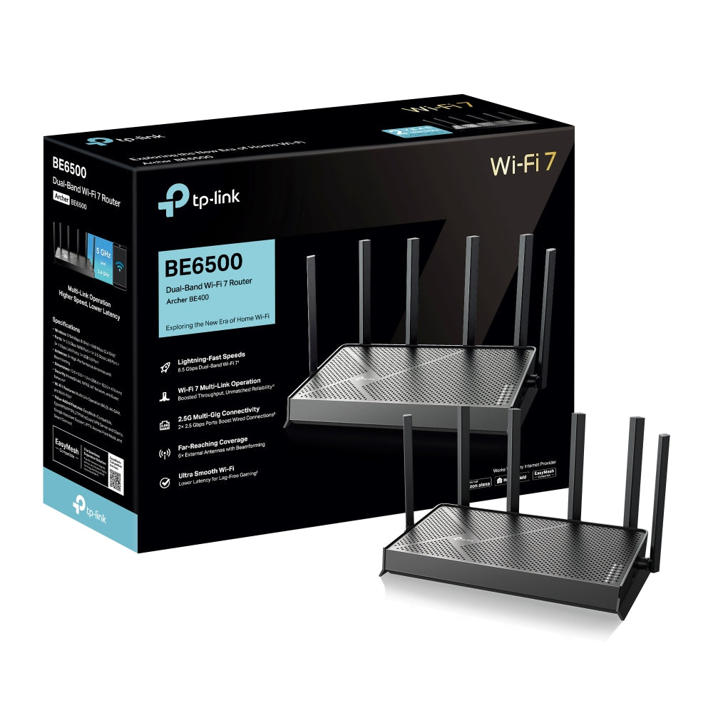 TP-Link Archer BE400 trådløs router 2.5 Gigabit Ethernet Dual-band (2,4 GHz / 5 GHz) Sort