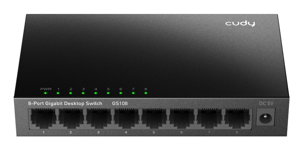 Cudy GS108 netværksswitch Ikke administreret Gigabit Ethernet (10/100/1000) Sort