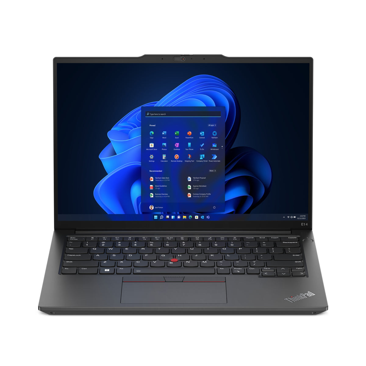 Lenovo ThinkPad E14 Gen 5 (AMD) AMD Ryzen™ 3 7330U Laptop 35,6 cm (14") WUXGA 8 GB DDR4-SDRAM 256 GB SSD Wi-Fi 6 (802.11ax) Windows 11 Pro Sort Nordisk