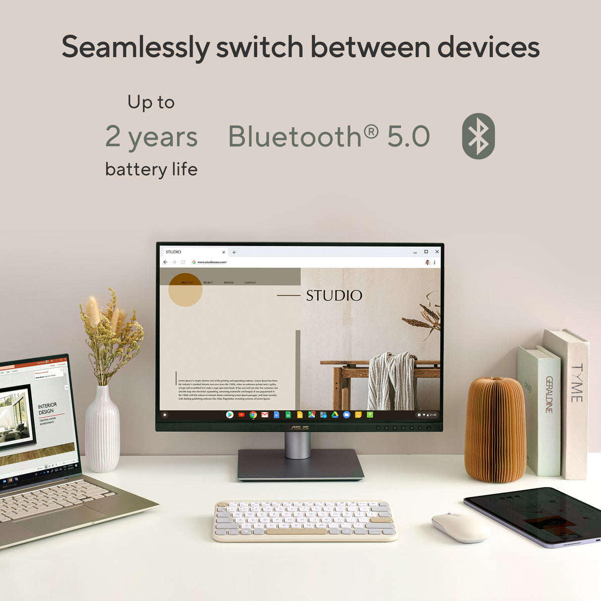 ASUS KW100 KEYBOARD/GN/UI/80 tastatur Universel Bluetooth Grøn