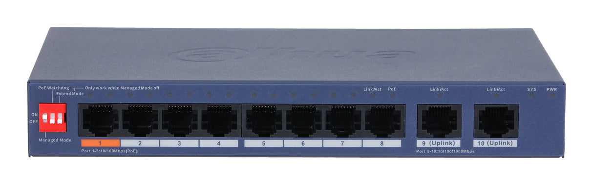 Dahua Technology CS4010-8ET2GT-60 netværksswitch Administreret L2 Gigabit Ethernet (10/100/1000) Strøm over Ethernet (PoE) Blå