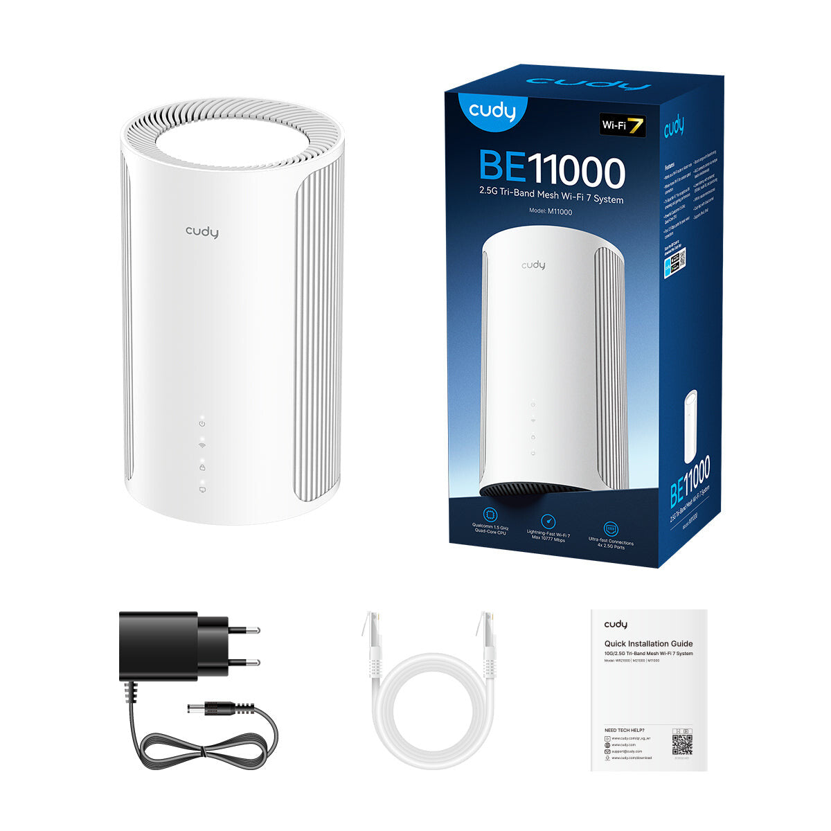 Cudy M11000 Tri-band (2,4 GHz/5 GHz/6 GHz) Wi-Fi 7 (802.11be) Hvid 4 Intern