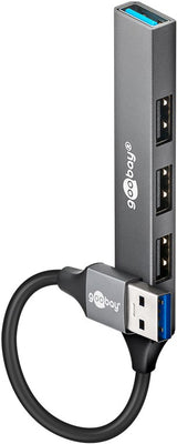 Goobay Slim 4-Port USB-A til USB-A Hub 4 porte lysegrå