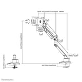 Neomounts NM-D775WHITEPLUS Monitor arm 10-49" - gas spring - Topfix - 180°-stop