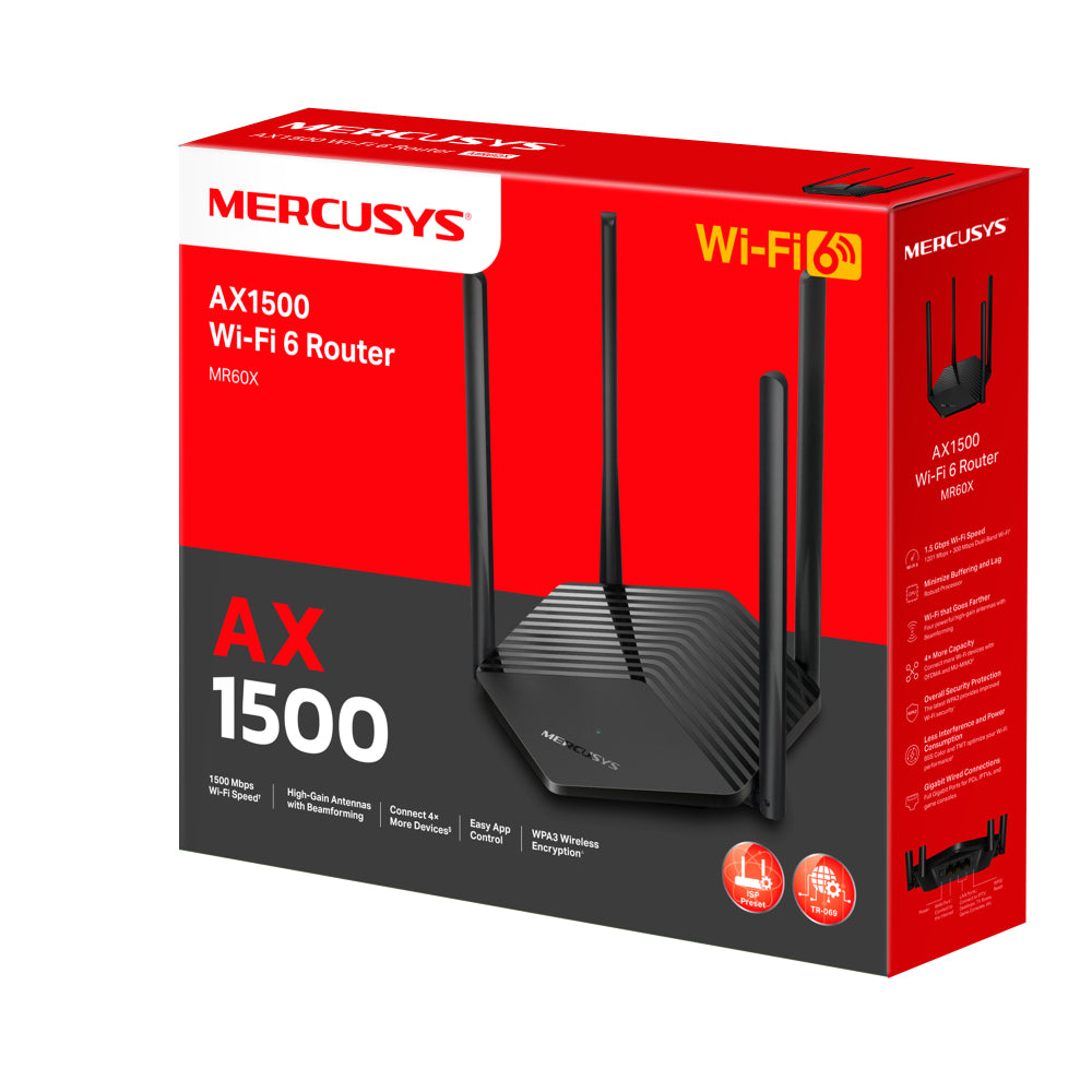 Mercusys MR60X trådløs router Gigabit Ethernet Dual-band (2,4 GHz / 5 GHz) Sort