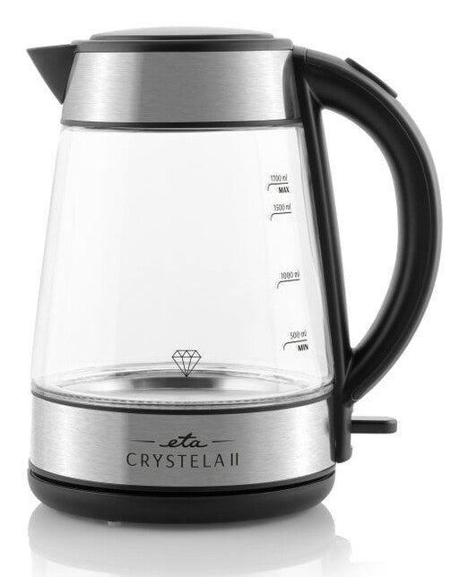 Eta Crystela II elkedel 1,7 L 2200 W Sort, Rustfrit stål, Transparent