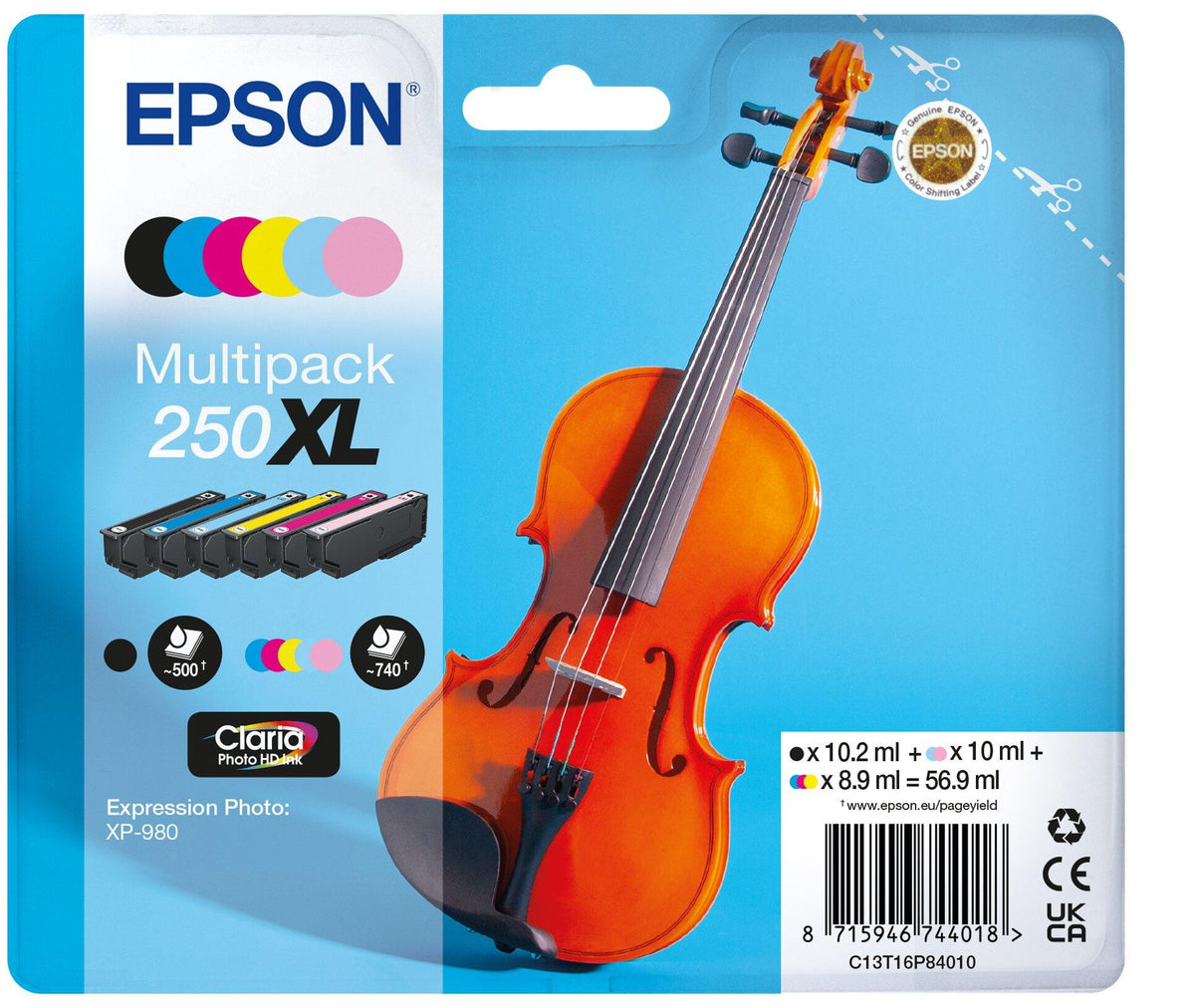 Epson Multipakke, 6 farver 250XL Violin Claria Photo HD-blæk
