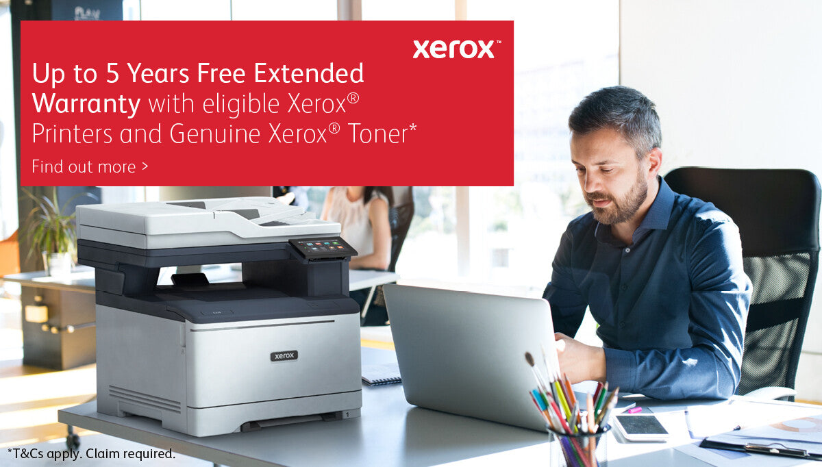 Xerox C320, A4, 28 sider/min, trådløs dupleksprinter, PS3 PCL5e/6, 2 magasiner, i alt 251 ark