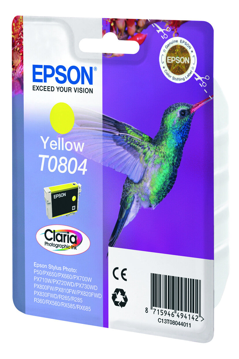 Epson Hummingbird Enkeltpakke, gul T0804 Claria Photographic Ink