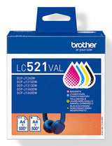Brother LC521VAL blækpatron 4 stk Original Sort, Blå, Magenta, Gul
