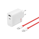 OnePlus 80W Dual Port SUPERVOOC Type-A + Type-C Adapter med USB-C kabel Hvid EU
