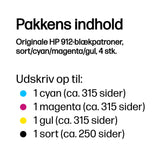 HP 912 Sort Gul Cyan Magenta Blæk 6ZC74AE