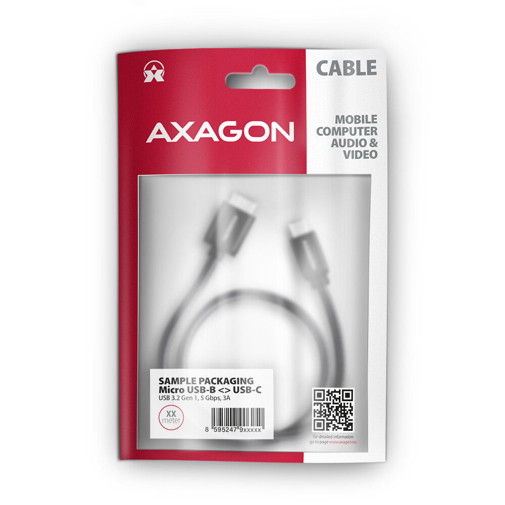 Axagon BUMM3-CM10AB USB-kabel USB 3.2 Gen 1 (3.1 Gen 1) 1 m Micro-USB B USB C 5 Gbit/sek. Sort