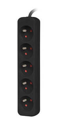 Lanberg PS0-05E-0100-IEC-BK stikdåse 1 m 5 AC stikkontakt(er) Indendørs Sort