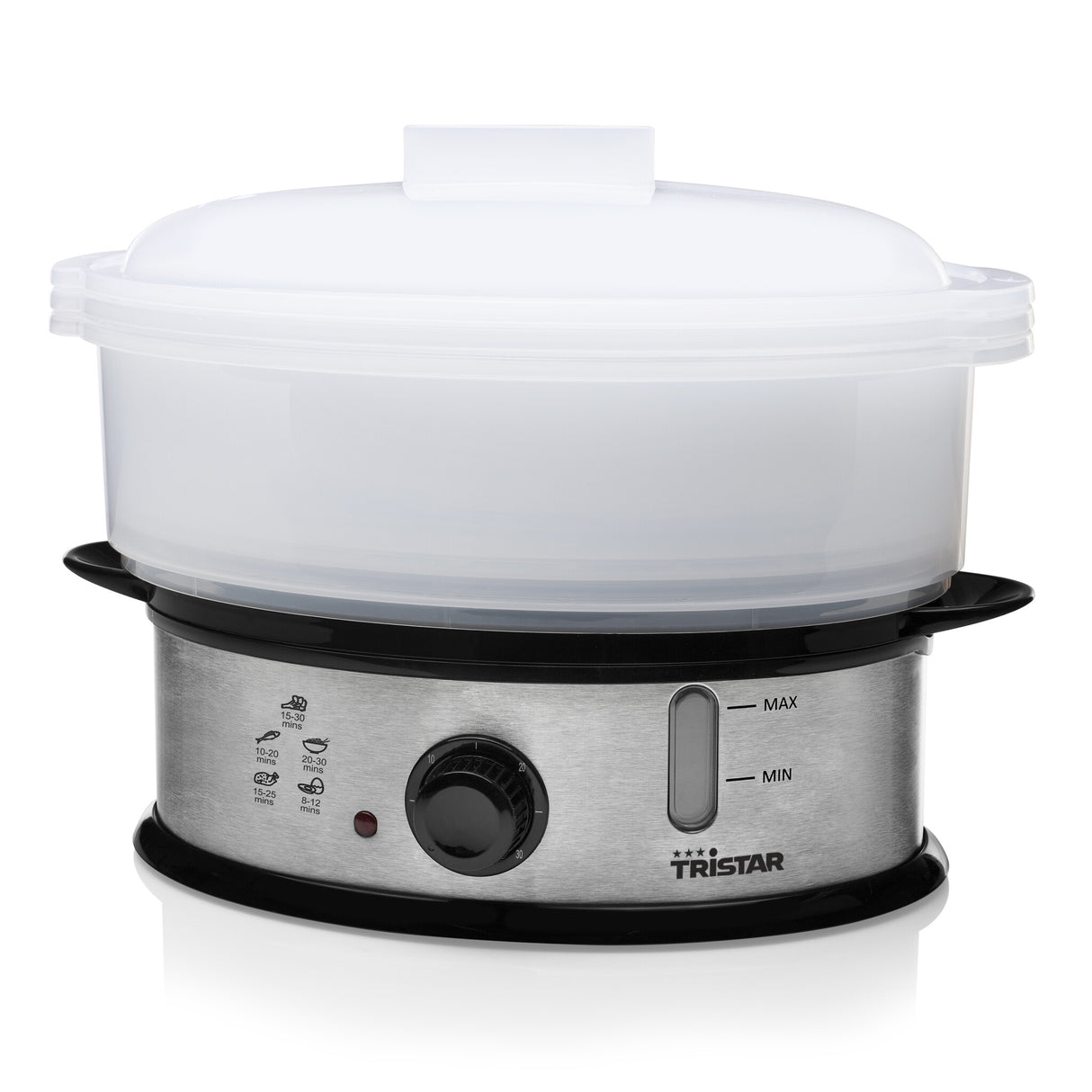 Tristar VS-3914 dampkoger 3 kurv(e) Bordplade 1200 W Sort, Rustfrit stål, Gennemsigtig